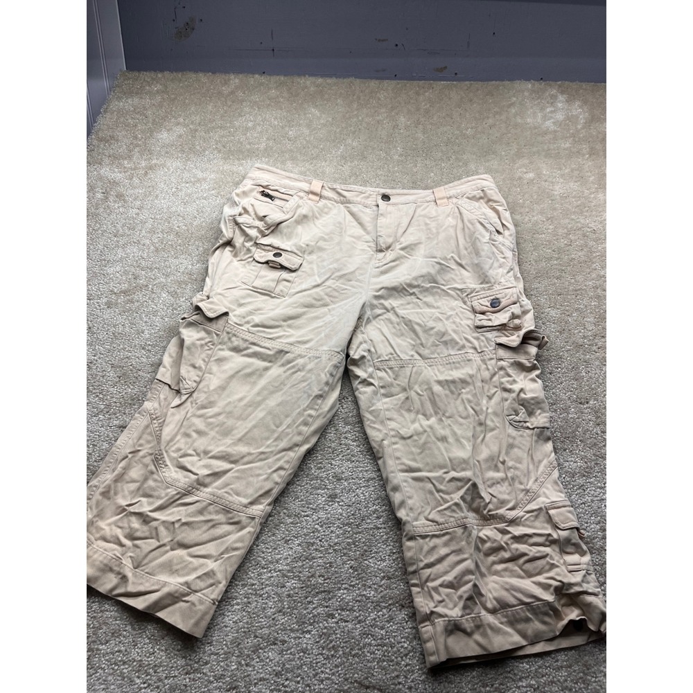Lauren Ralph Lauren Mens Tan Khaki Cropped Cargo Utility Pants Size 14W